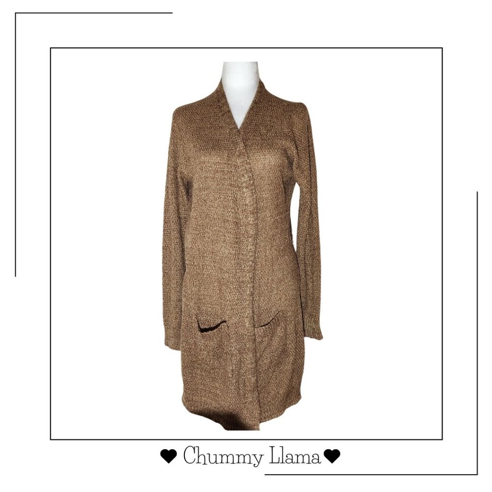 Love Ellie Brown Open-Front Cardigan – Soft Lightweight Knit, Size L